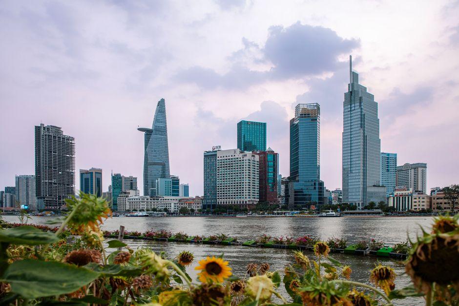 View of Modern Skyscrapers in Ho Chi Minh City in Vietnam